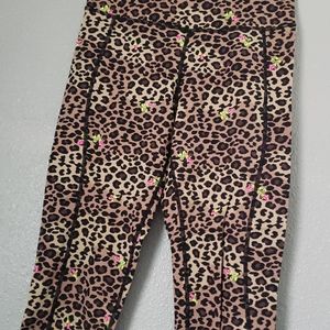 Betsey Johnson Leopard Print Leggings with Pink Accents